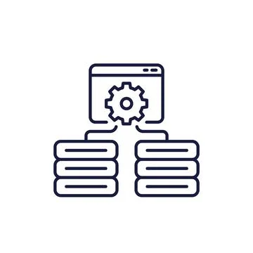 Server management line icon on white Ilustración de archivo