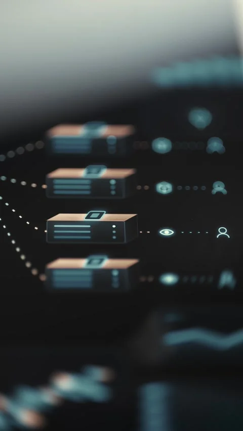 Server Management Sliders on Mobile Technology Dashboard Stock Footage 341866870