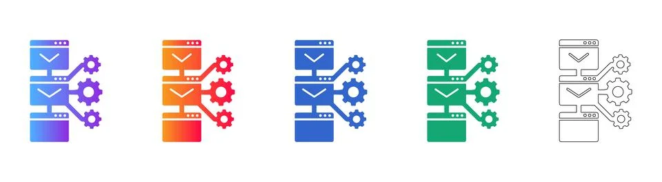 Server Management Software Interface Icon Set Stock Illustration
