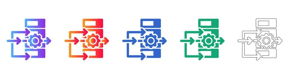 Server Management Workflow Icons イラスト素材