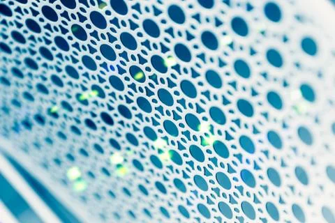 Server metal air grill pattern texture blue color tone abstract for backgroun Stock Photos