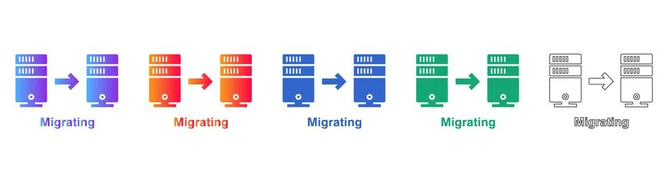 Server Migration Concept Icons in Multiple Colors Stockillustratie