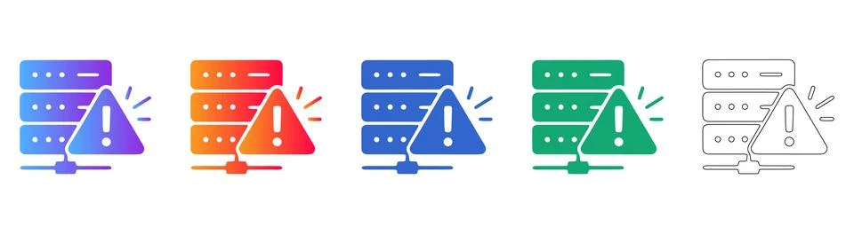 Server network alert and security warning icon Stock Illustration
