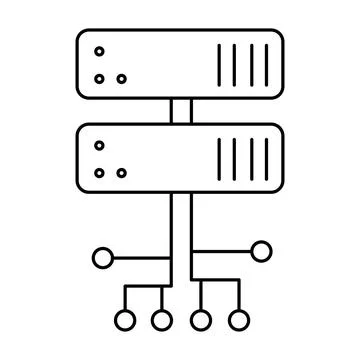 Server Network and Circuit Board Line Icon. Editable stroke. Stock Illustration