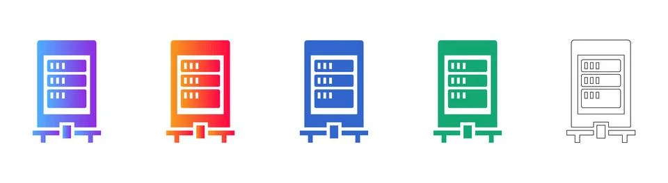 Server Network and Data Center Icon Set 스톡 일러스트