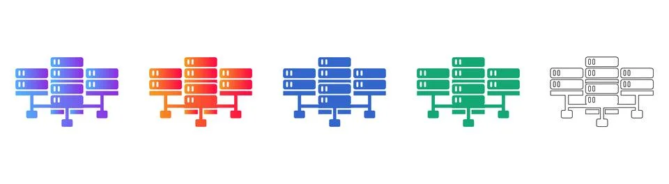 Server Network and Data Storage Icons Set Illustrazione stock