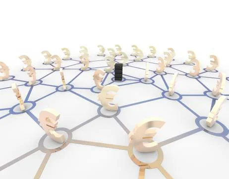 Server Network and Euro, Internet Fintech Stock Illustration