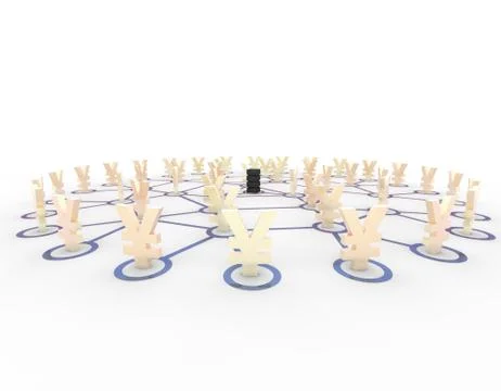 Server network and RMB, online financial technology Stock Illustration