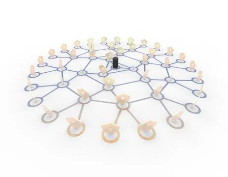 Server network and shield, data security protection Illustrazione stock