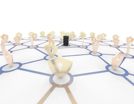 Server network and shield, data security protection Stock Illustration