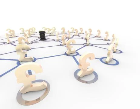 Server Network and Sterling, Internet Fintech Stock Illustration