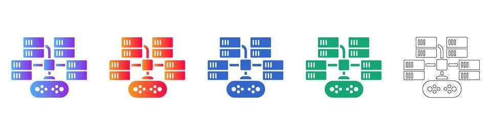 Server Network Cluster Icons Illustrazione stock