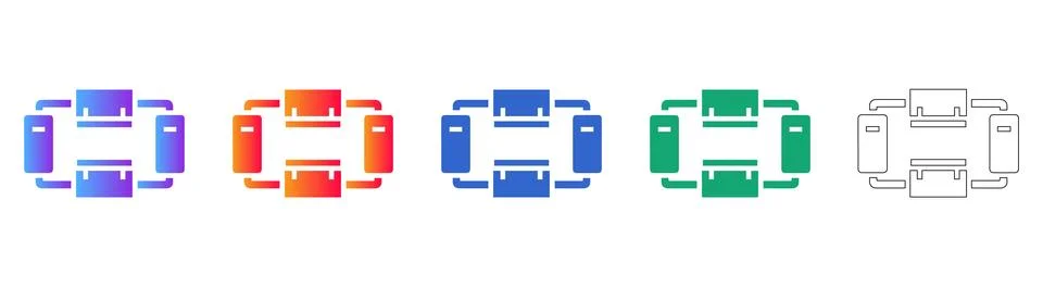 Server Network Cluster Icons Stock Illustration