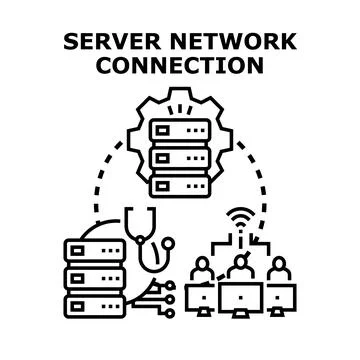 Server network connection administering database management Illustrazione stock