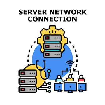 Server network connection administering database management Stock Illustration
