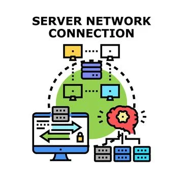 Server network connection concept for data transfer Stock Illustration