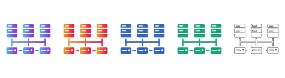 Server Network Connection Icons Illustrazione stock