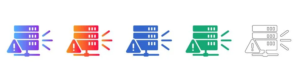 Server Network Connection Warning Icon Set Illustration