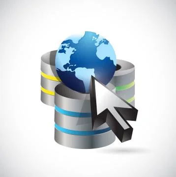 Server network cursor, and globe illustration Stock Illustration
