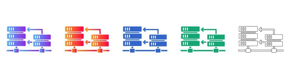 Server Network Data Transfer Icons 库存插图
