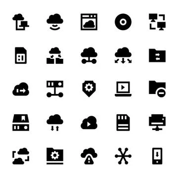 Server, Network, Database Data Analytic Icons Set Stock Illustration