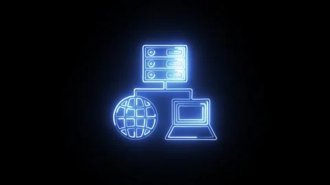 Server Network Icon Isolated on Black Background, Data Flow Animation Stock Footage 323114694