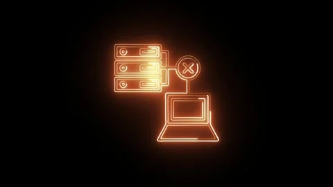 Server Network Icon Isolated on Black Background, Data Flow Animation Vidéo 323114719