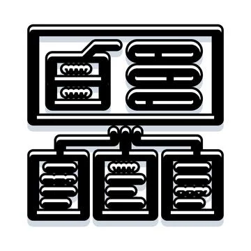 Server network infrastructure connecting data storage systems Stock Illustration