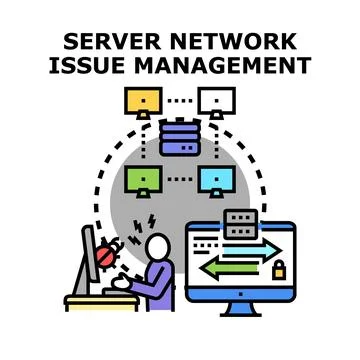 Server network issue management and troubleshooting concept イラスト素材