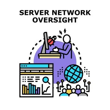 Server network oversight system ensuring digital security 스톡 일러스트