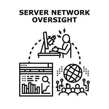 Server network oversight system ensuring digital security Stock Illustration