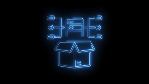 Server network system connecting to cloud storage box icon glowing neon lines Stock Footage 330774561