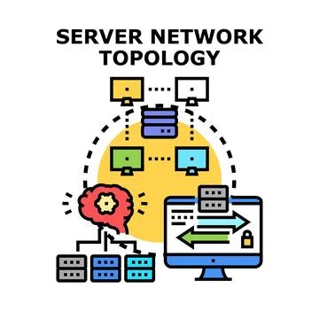 Server network topology architecture connecting computers and data 스톡 일러스트