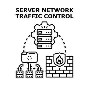 Server network traffic control management concept illustration 스톡 일러스트