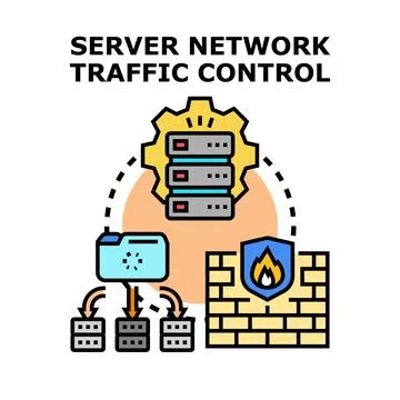 Server network traffic control management concept illustration Illustrazione stock
