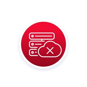 Server offline icon with a cloud, line vector Stock Illustration