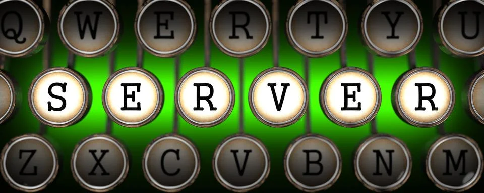 Server on Old Typewriter's Keys. Illustrazione stock