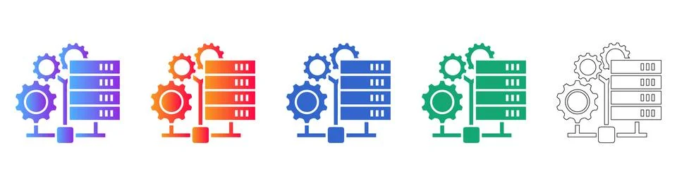 Server Optimization and Technical Gear Icons Stock Illustration
