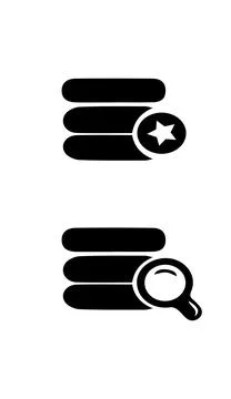 Server or database with a magnifying glass typically signifying  search or .. Stock Illustration