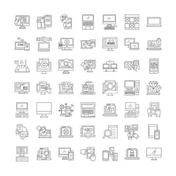 Server organization linear icons, signs, symbols vector line illustration set 스톡 일러스트