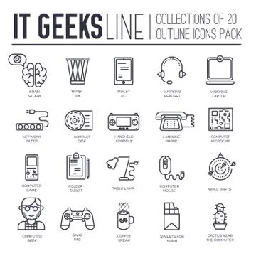 Server outline icons collection set. Techology linear symbol pack. Modern 스톡 일러스트