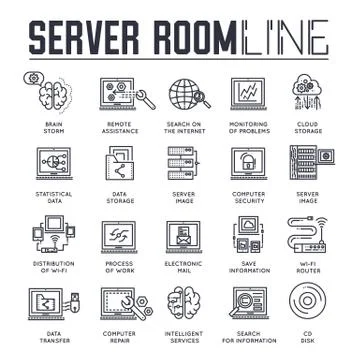 Server outline icons collection set. Techology linear symbol pack. Modern 스톡 일러스트