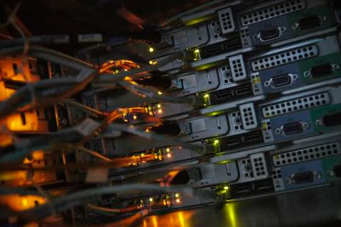 Server panels and cables Stock Photos