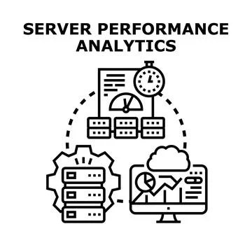 Server performance analytics monitoring optimization concept Stock Illustration
