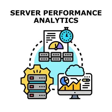 Server performance analytics monitoring optimization concept Stock Illustration