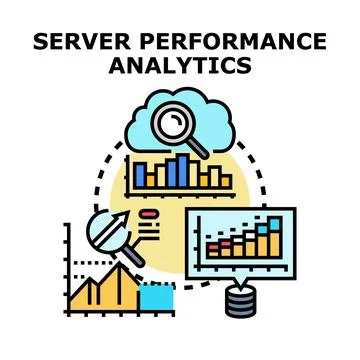 Server performance analytics system monitoring cloud computing Stock Illustration
