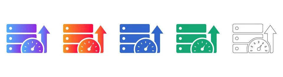 Server Performance and Upload Speed Icons Stockillustratie