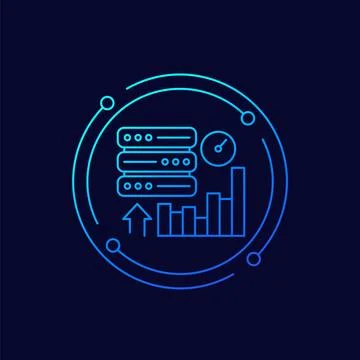 Server performance icon in linear design Stock Illustration