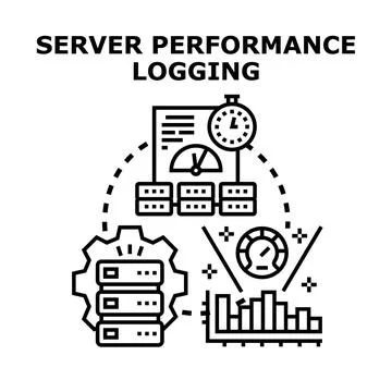 Server performance logging data analysis and monitoring system Stock Illustration