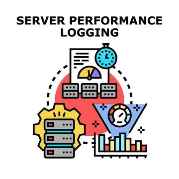 Server performance logging data analysis and monitoring system Stock Illustration